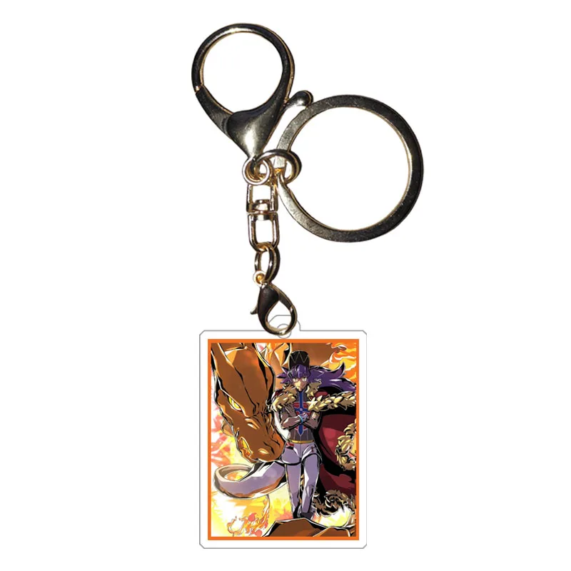 Pokemon Anime Charizard two-sided Keychains Leon Cynthia Giratina Gyarados Diy Acrylic Action Figures Game Collection Pendant