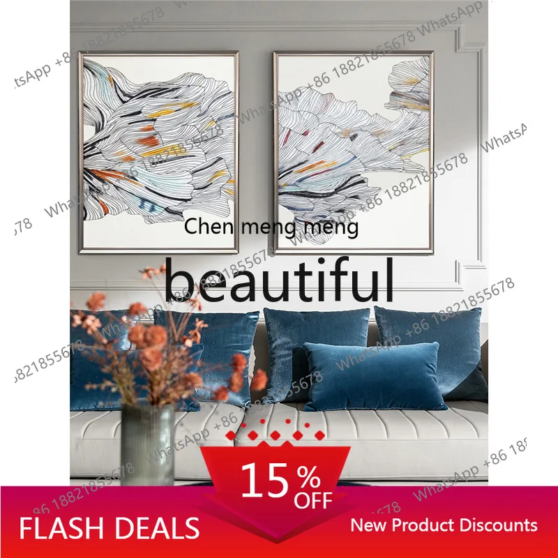 

zJ Enamel painting Modern French living room double, abstract line sofa background painting