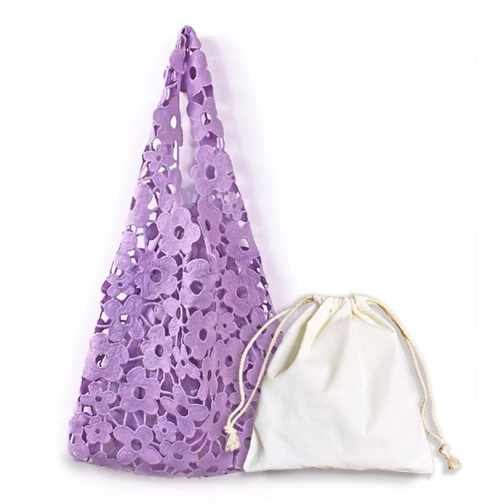 

Винтажная плетеная сумка-тоут с цветочным узором, мягкая, из полиэфирного волокна, с ажурной вышивкой, большая вместимость, ручная сумка