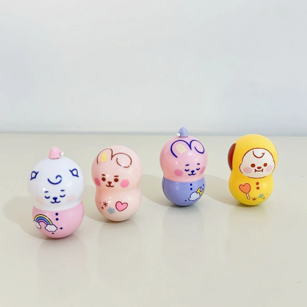 Line Friends COONUTS BT21 Anime Kawaii Cooky Tata Chimmy Mini Creative Tumbler Toy Shooky Cartoon Doll Bedroom Decoration Gift