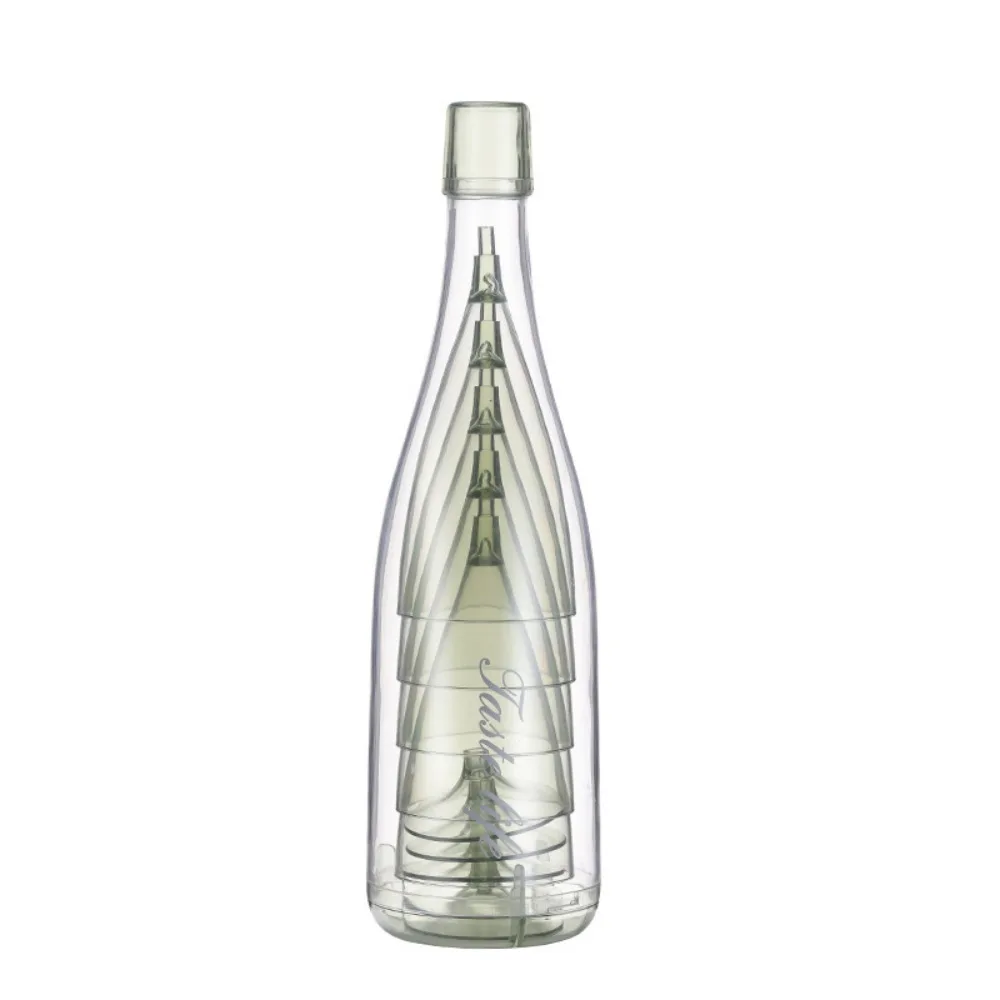 

Durable Plastic Champagne Glasses Lightweight Shatterproof Wine Glasses with Storage Bottle Reusable Cocktail Cups Beach