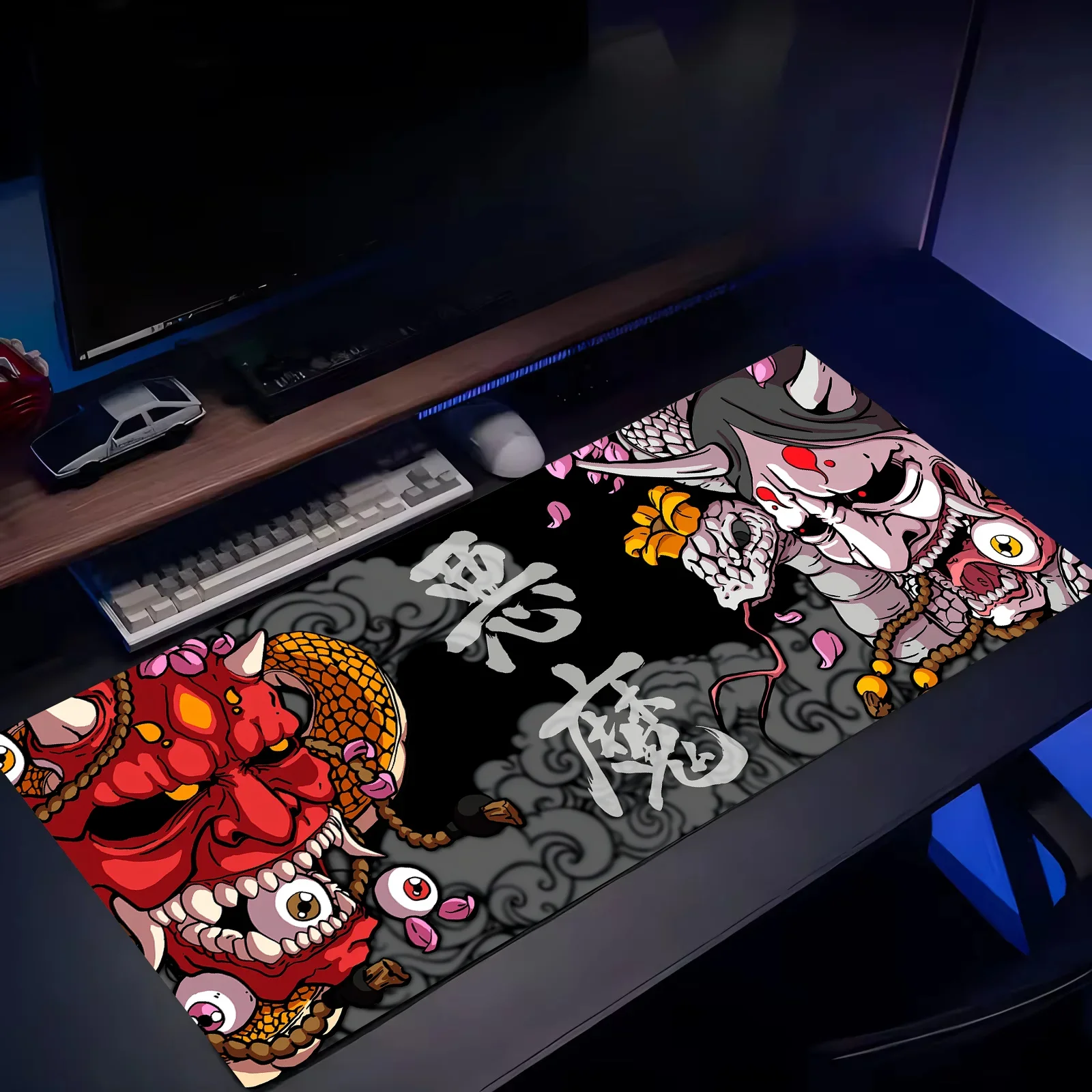 

Игровой коврик для мыши, японский самурайский дьявол, коврик для мыши, черный призрак, лицо, геймерский настольный коврик, коврик для мыши, ковер, игровые аксессуары, настольный коврик