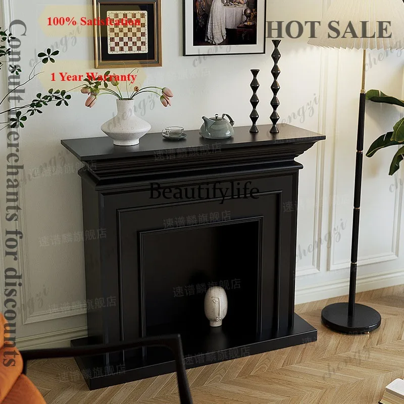 B56 French simulation flame retro black fireplace decorative cabinet homestay entrance home living room entrance cabinet live br