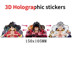 1PCS 3D Holographic Sticker One Piece Monkey·D·Luffy Dynamic Magic Creative Waterproof Car Sticker Notebook Luggage Decoration