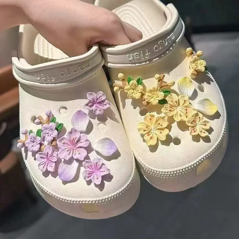 Sakura Shoe Charms Set Colorful Flower DIY Detachable Buckle Shoe Decorations Advanced Shoe Accessories for Creative Expression