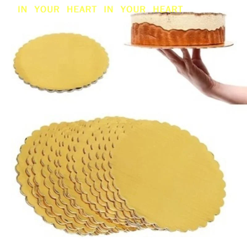 【X】10 Pcs Cake Boards With White Golden Cake Rings, Cardboard With 6/8/10/12 Inch Cake Base, Suitable For Baking Cakes