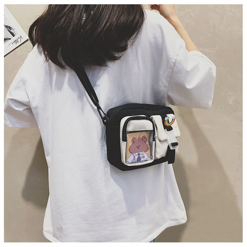 Japanese Style Kawaii Handbags Women Patchwork Color Nylon Bag Multipockets Shoulder Bag Student School Bag Crossbody Bags Tote