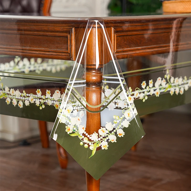 

Скатерть из ПВХ с принтом EIFLOY, прозрачная, водонепроницаемая, прямоугольная, крышка для обеденного журнального столика, маслостойкий декор для вечеринки, на открытом воздухе