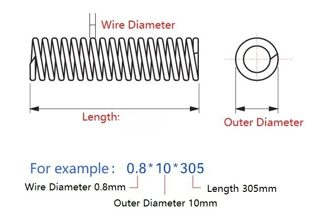 Spring Steel, Wire Diameter 0.6mm, Outer Diameter 4.4mm, Length 15.5-16.0mm.