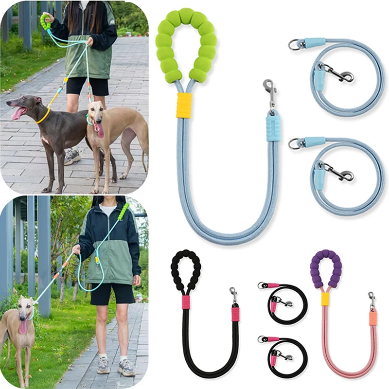 

Двойной поводок для собак и кошек без рук, регулируемый на 360° ° Поводок с мягкой ручкой для маленьких, средних и больших собак, аксессуары для прогулок с домашними животными на открытом воздухе