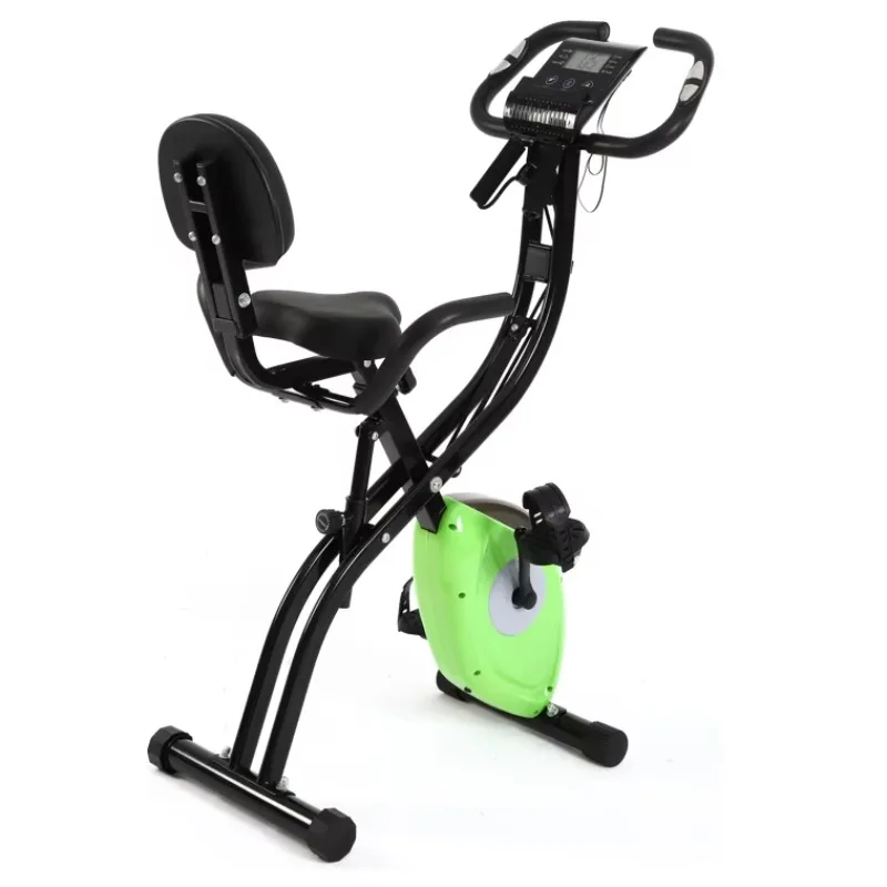 Ultra-Quiet Electric Folding Exercise Bike with Magnetic Resistance, Upright Bicycle Design with Heart Rate Tracker