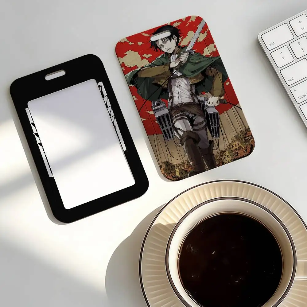 Anime Characters Levi  Attack on Titan Card Holder Work Permit Access Bus Subway Cards Protective Sleeve
