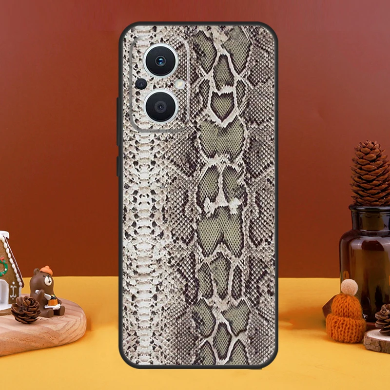 Cobra Python Snake Skin Case For OPPO Reno 4Z 5Z 8T 10 Pro 11 F 4 6 7 8 5 Lite OPPO Find X6 X5 Pro X2 X3 Lite Cover