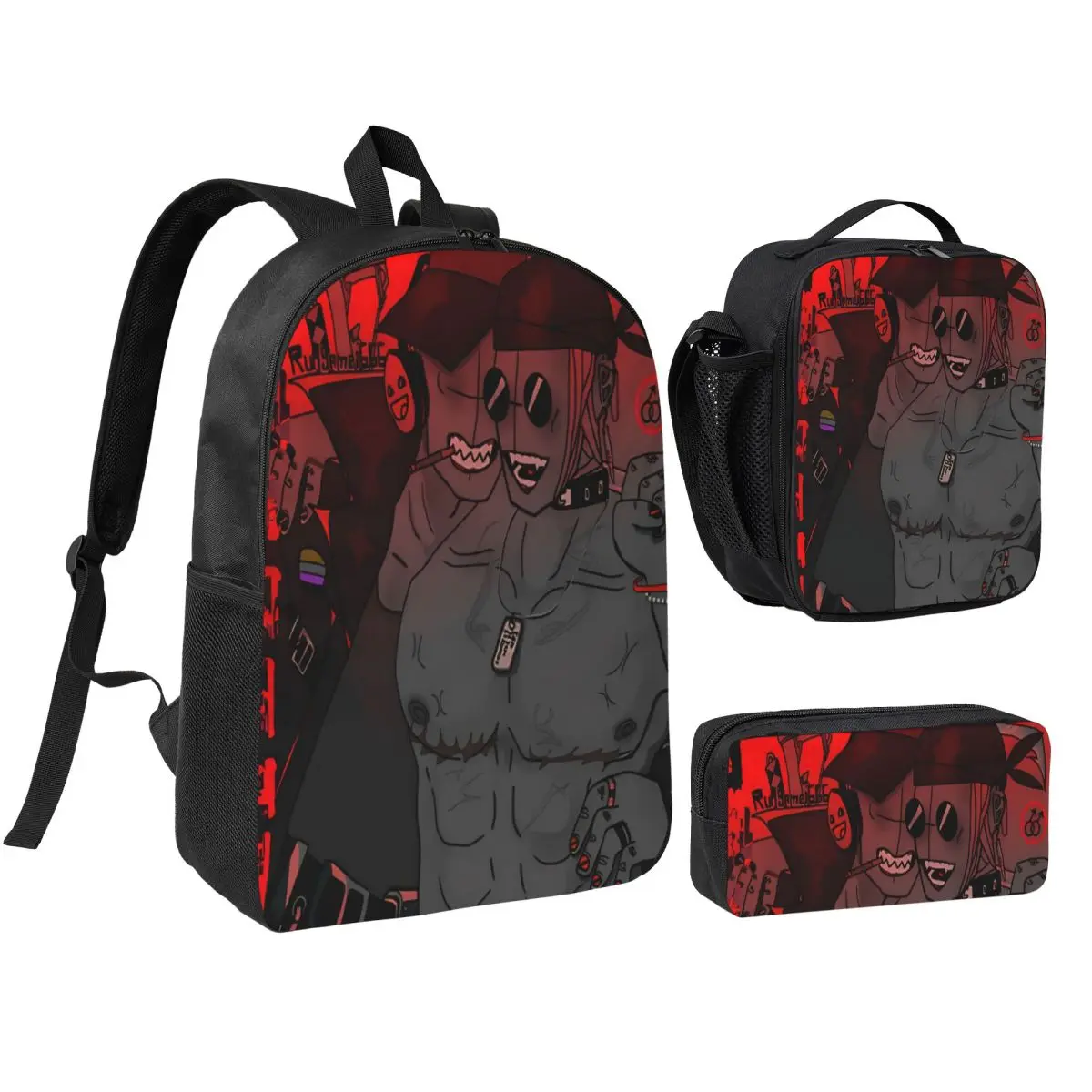 Madness Combat Sketch Action Backpack Lunch Box Pen Bags for Boys Girls Backpacks School bag Bookbag Set