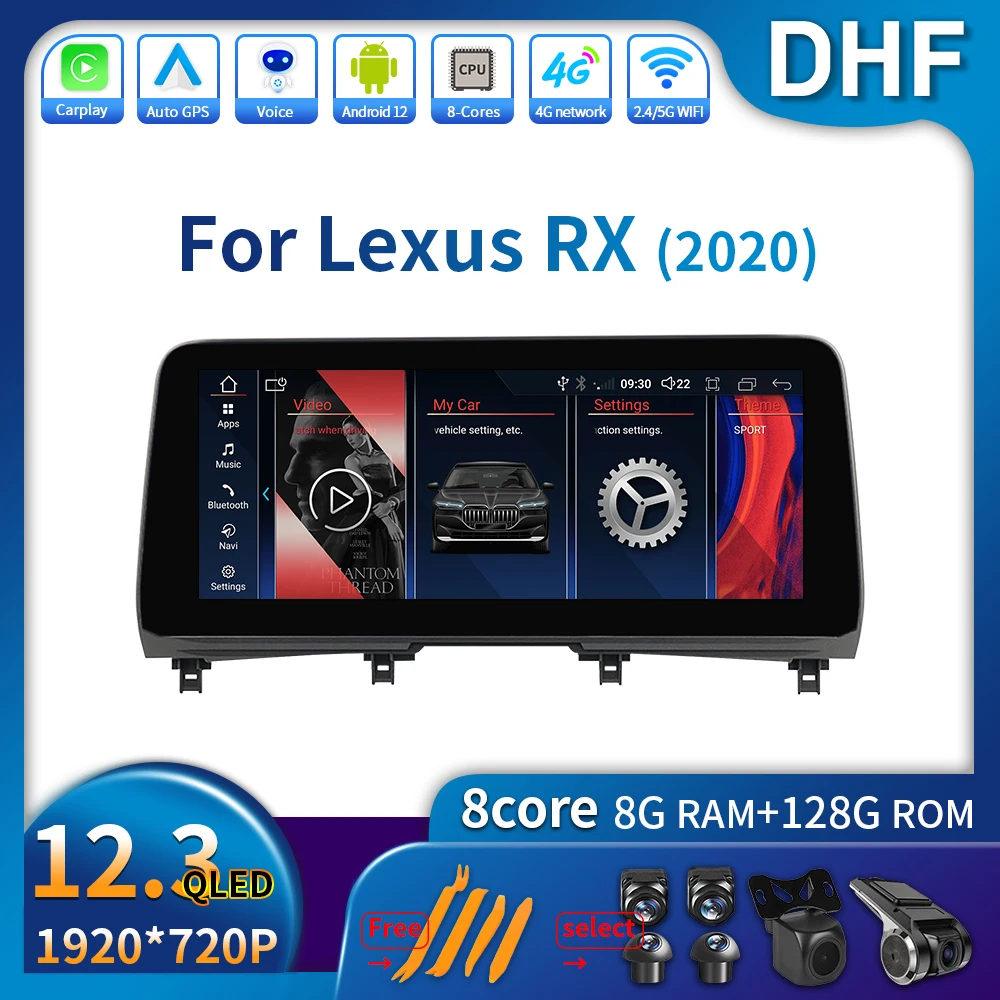 

DHF 12.3Inch Android 12 Car Radio For Lexus RX 2020 Carplay Auto Wireless Bluetooth GPS Navigation 2 Din Video Multimedia Player