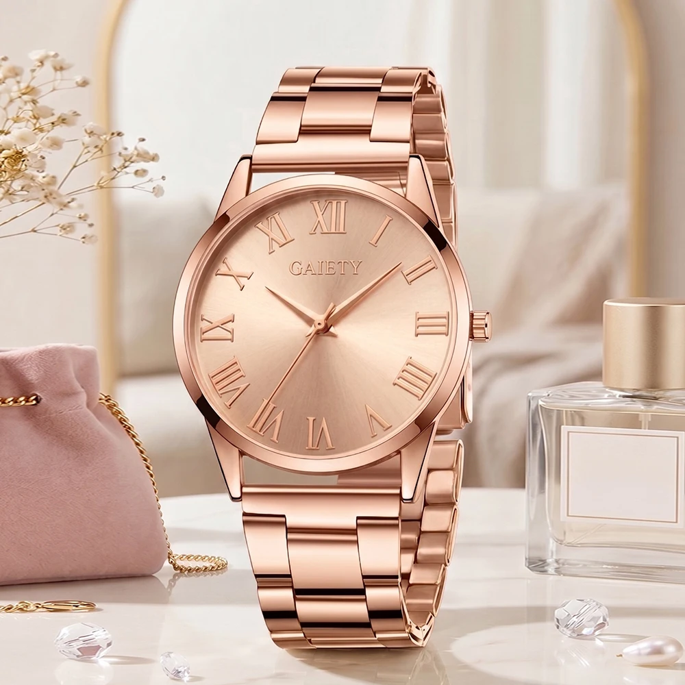 1Pc Women's Watch Rose Gold Fa - Vintage Fashion Watches 评论和价格
