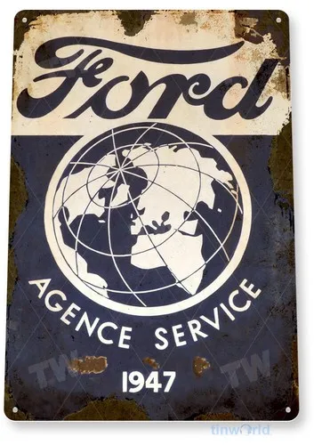 TIN SIGN Agence Service Metal Décor Sales Auto Shop Garage A374