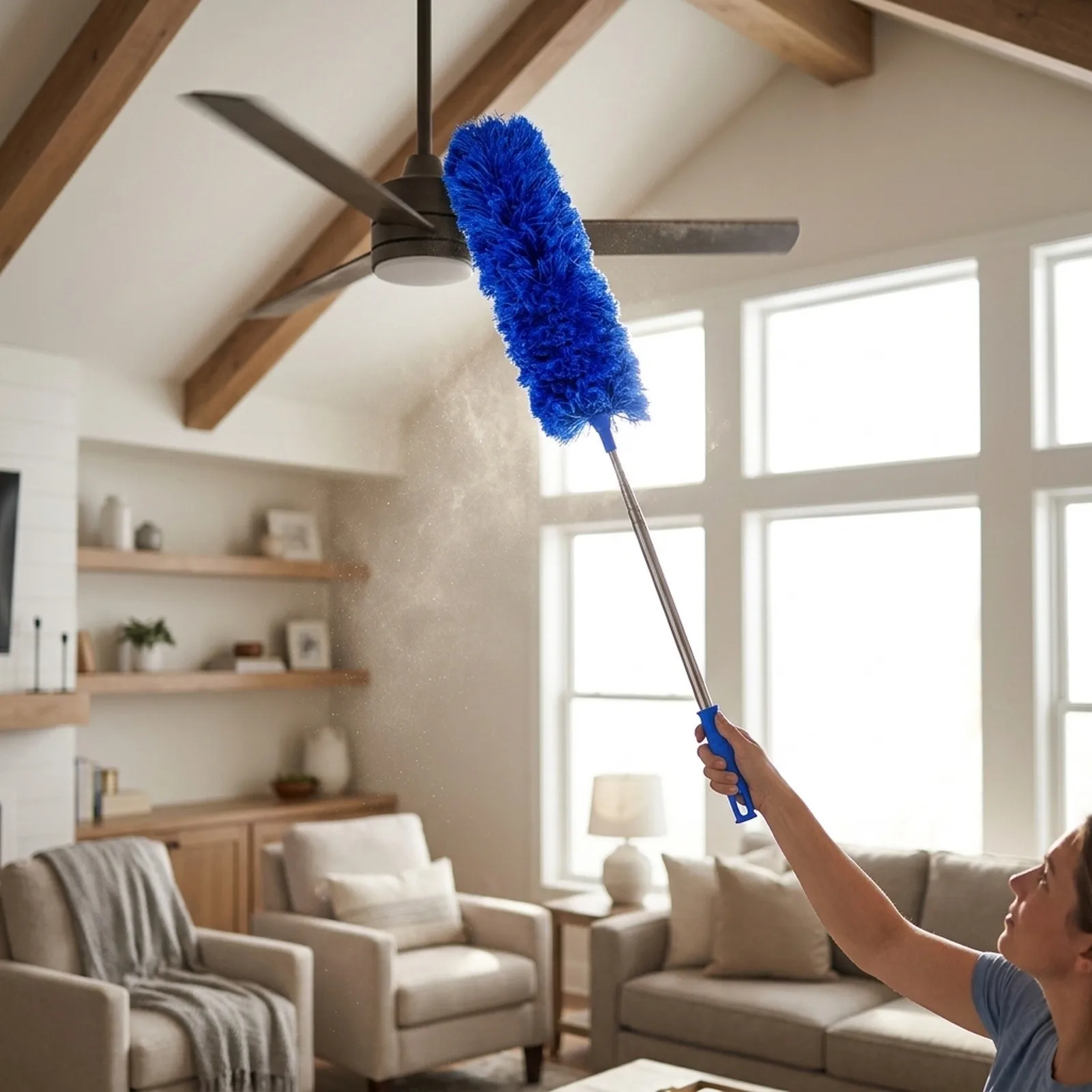 2.8m Extendable Feather Duster For Cleaning Webs Cars Blinds Ceilings Fans Household Dust Cleaning Tool 2.8m Extendable