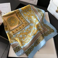 Four-Season Printed Satin Square Scarf – 70 × 70cm Silky Head Scarf and Neckerchief