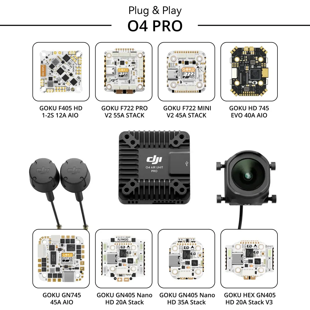 Flywoo GOKU F722 Pro V2 55A 32Bit 128K 30X30 pila Plug & Play O4 / O4 Pro para Dron Fpv piezas de bricolaje RC