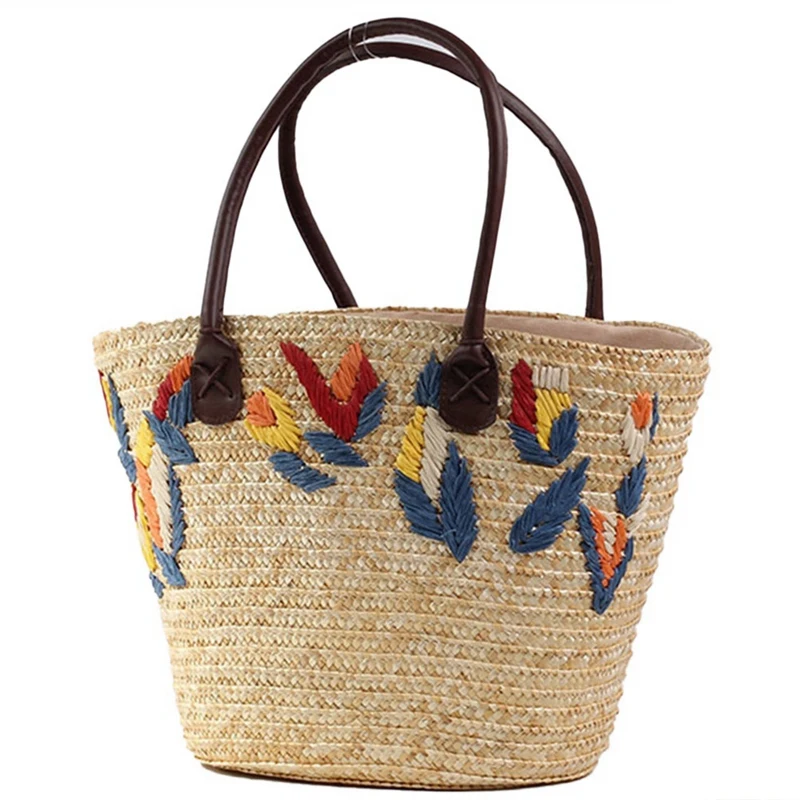 

Women Shoulder Bag For Summer Straw Bag Woven Holiday Beach Bag New Simple Embroidered Handbag Large Capacity