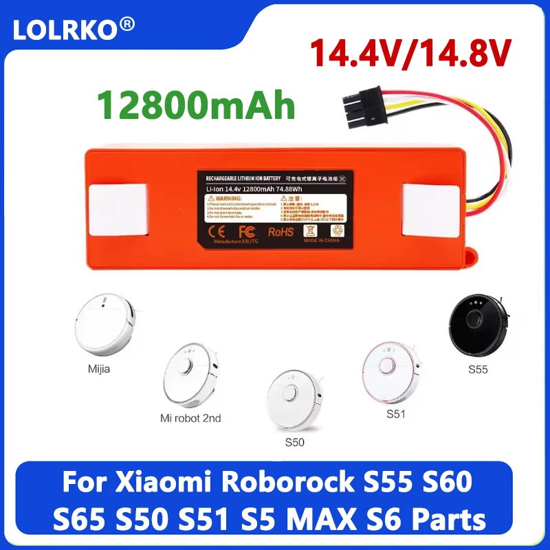 14.4V 6500mAh Original Replacement Battery For Xiaomi Roborock S6 S7 MaxV Q5 Q7 MAX Robot Vacuum Cleaner Accessories Parts