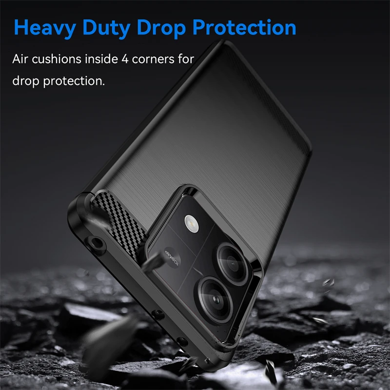 For Xiaomi Poco X6 5G Case Cover Poco X6 Pro 5G Capas Shockproof Armor Phone Bumper Back Carbon Fiber Soft TPU Fundas Poco X6 5G image 4