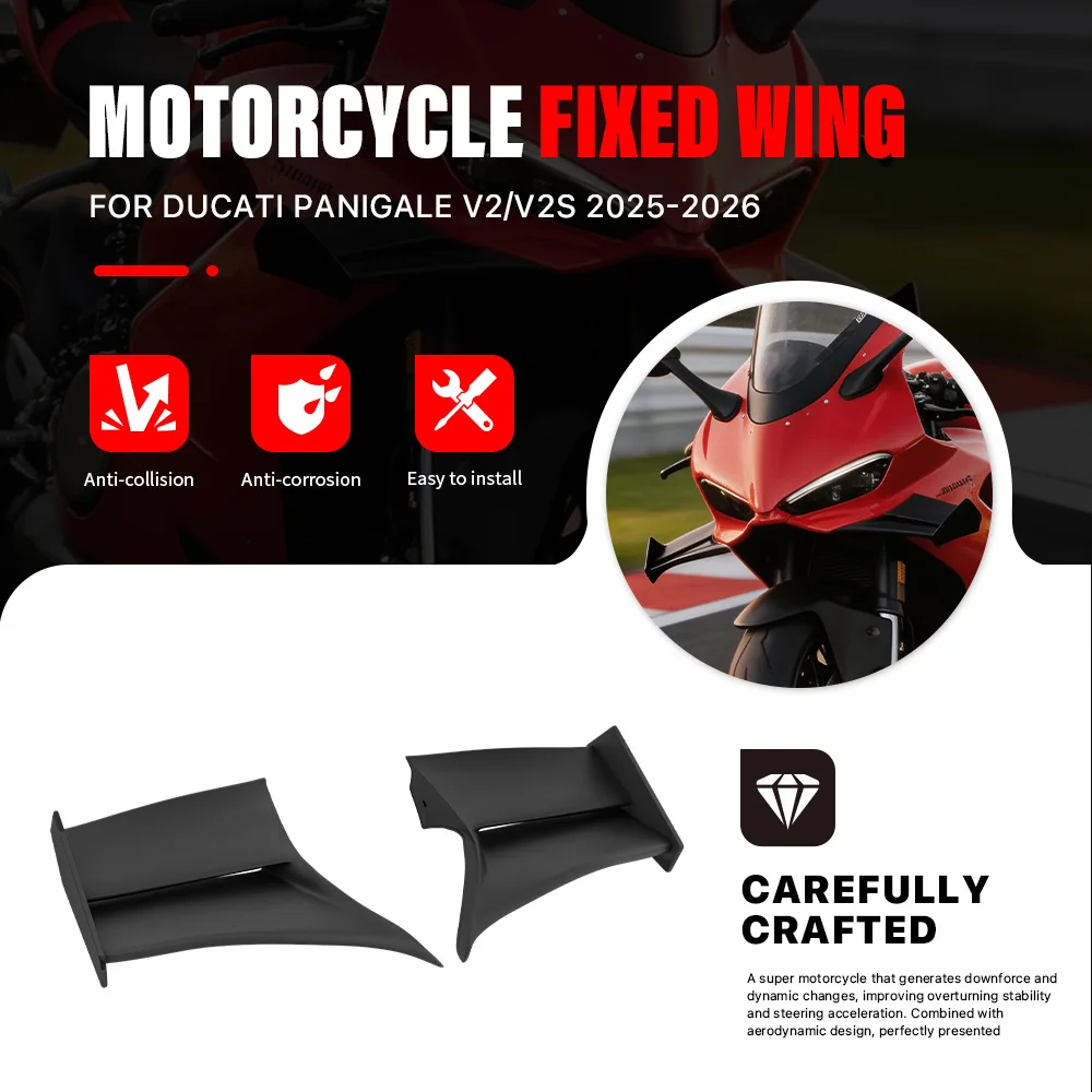For DUCATI PANIGALE V2 V2S 2025 2026 Front Aerodynamic WIng Motorcycle Fairing Fixed Wing Modified Spoiler Side Winglet Aileron