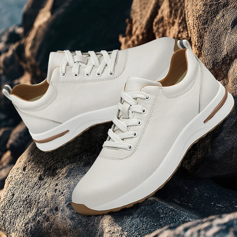 Men's Shoes Outdoor Leather Shoes Autumn Genuine Leather Hollow Breathable Cowhide Running Shoes Hiking Off-road Casual Shoes - Image 3