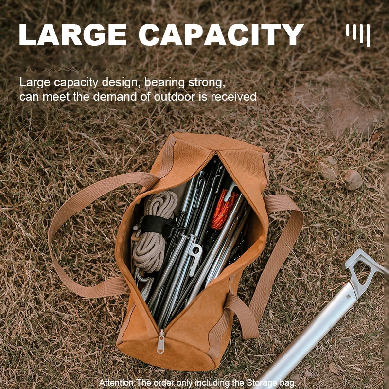 Outdoor Tent Peg Storage Bag Camping Tool Organizer Picnic Tools Pack Sundry Bag for Hiking Fishing Hunting Washed Canvas