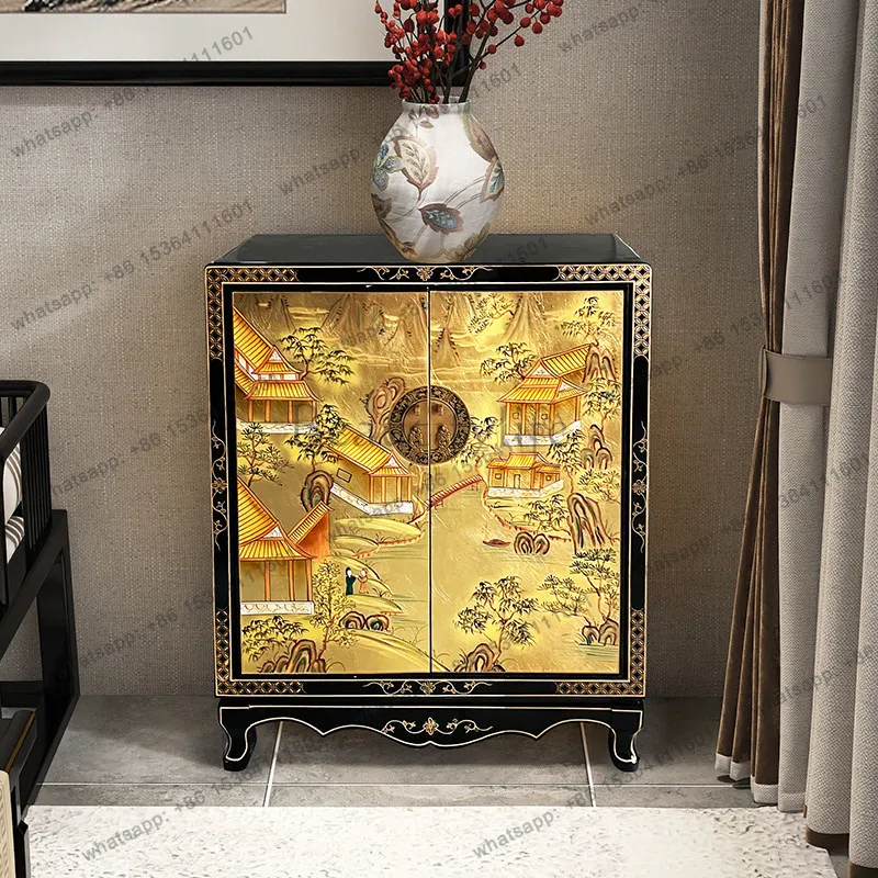 

Gold foil antique hand-painted painted decorative locker entrance small partition cabinet