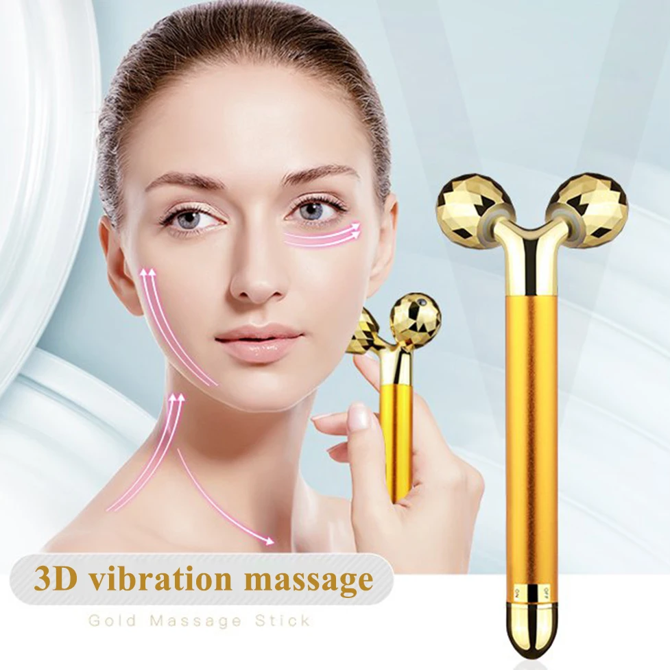 Lift tightening 24K Beauty Bar V Face Artifact Face-Lift Stick Anti Eye Wrinkle Tightening Roller Facial Body Massage Beauty Bar