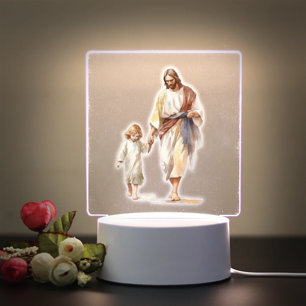 Jesus Cute  3D Night Light Bedside Rechargeable Night Lights Children\'S Christmas Gift