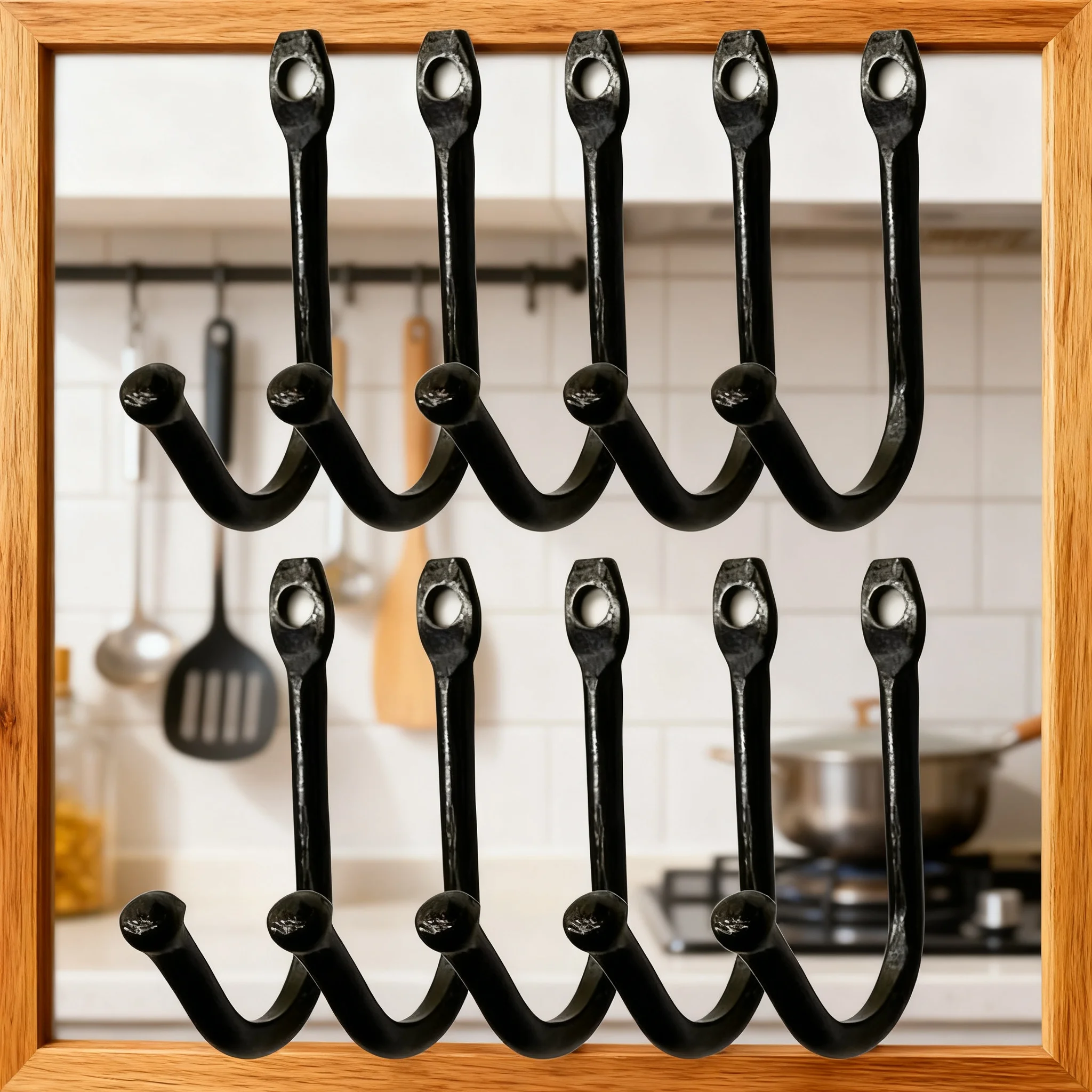 10PCS/Set J-shaped Metal Wall Hooks with Screw Coffee Cup Keys Towel Hanging Hangers Coat Rack Bag Holder Kitchen Storage Tool
