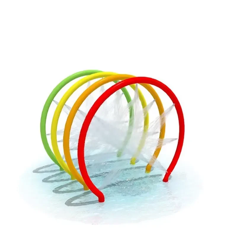 Commercial Colorful Circle Ring Water Park Spray Outdoor Playground Rainbow Popular Arch Play Park Resort Splash Swimming