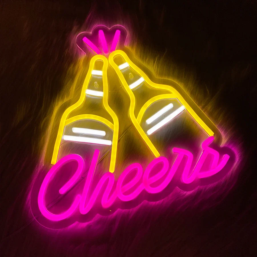 

Cheers Neon Light for Wall Decor,Usb Powered For Bar, Club, Family Gathering Art Decor.Party Decor, Beer Bottle Led Neon Sign