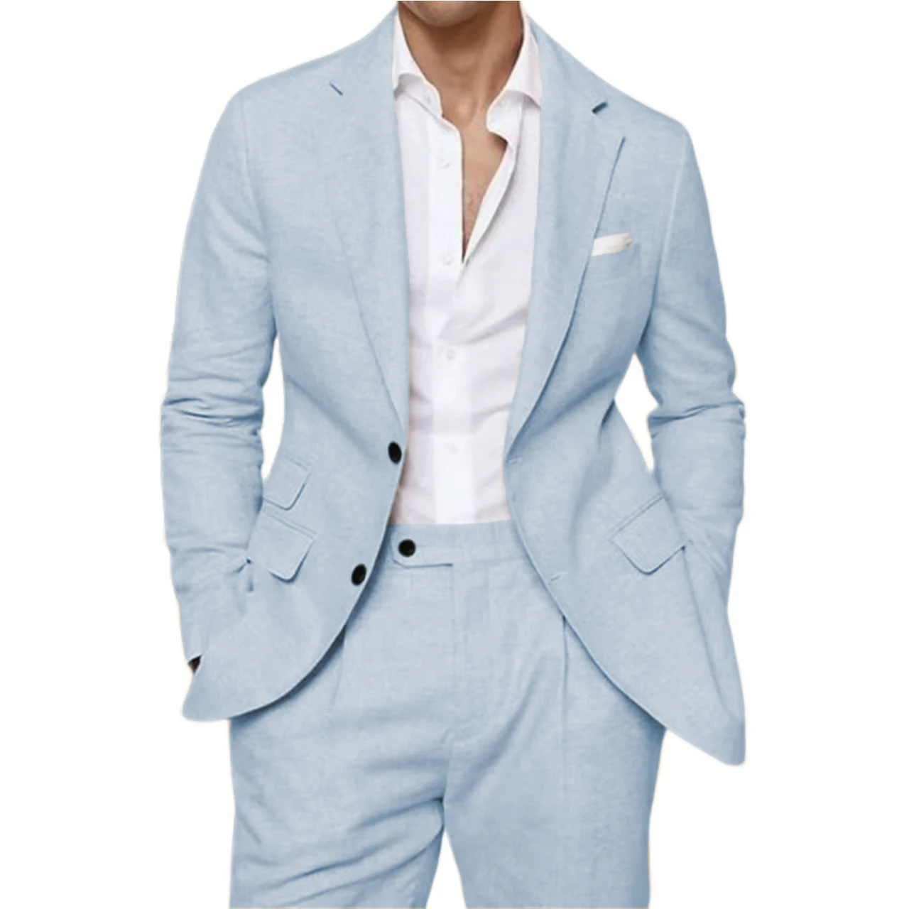 

Мужские костюмы, льняной костюм по индивидуальному заказу, комплект из 2-х предметов: пиджак и брюки с зубчатыми лацканами, стильные летние пляжные свадебные костюмы для мужчин