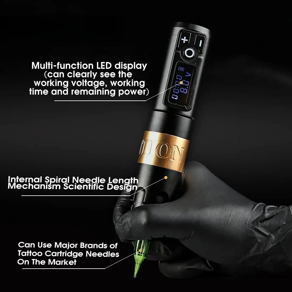 Wireless Tattoo Machine Rotaty Battery Pen with Portable Power Pack 2400mAh LED Digital Display For Body Art