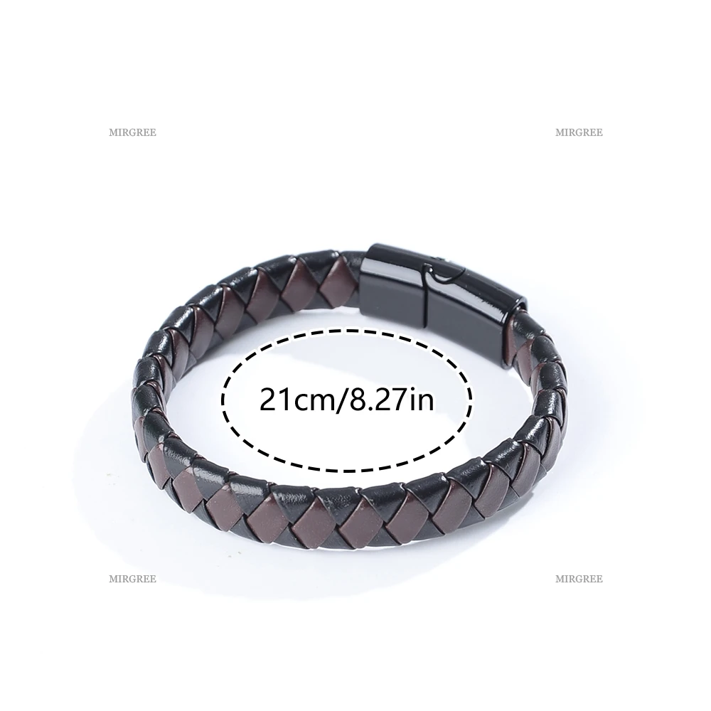 قطعة واحدة من سوار جلد البولي يوريثان المنسوج باللون الأسود والبني للرجال، مجوهرات عصرية عتيقة، هدية مثالية للرجال للمغامرات الخارجية #6