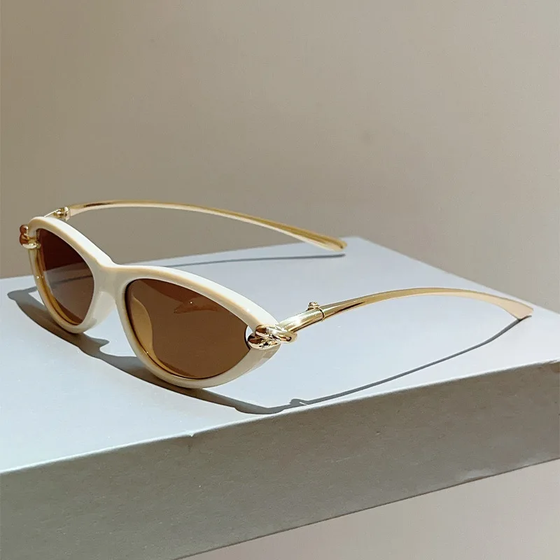 Einzigartige Legierung-Sonnenbrille mit Knotenbügel und Katzenaugen-Design für Damen, Neue Mode Blau-Rosa Farbverlauf Sonnenbrille, Sexy Fahrbrille für Damen in Schwarz – Detail 19