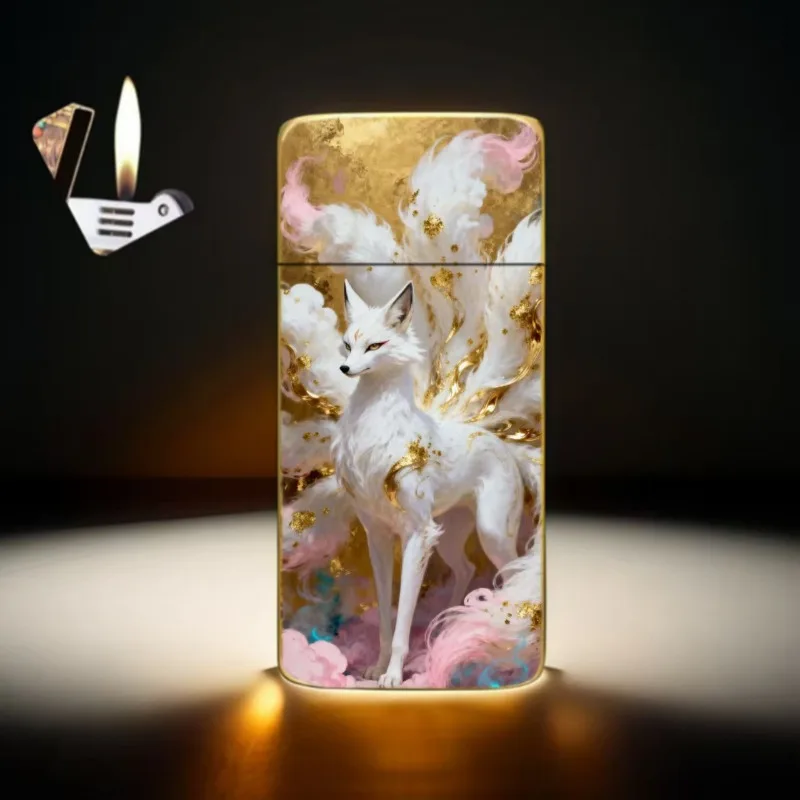 2026 New Metal Ultra-thin Inflatable Lighter with Personalized Mythical Animal Enamel Craftsmanship, High-end and Exquisite Gift