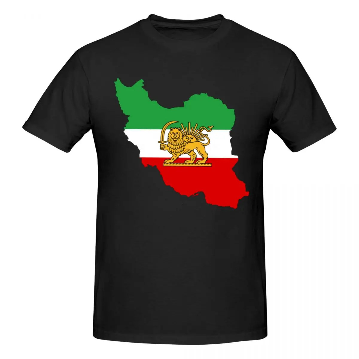 Men Iran Flag Map Persian Lion And Sun Iranian T Shirt Streetwear Plus Size Cotton Sleeve T Shirts For Men