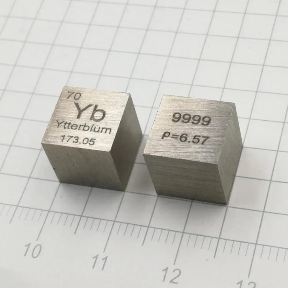 Rare Earth Ytterbium metal 99.99% Element Yb 10x10x10mm Density Cube pure in Periodic Element