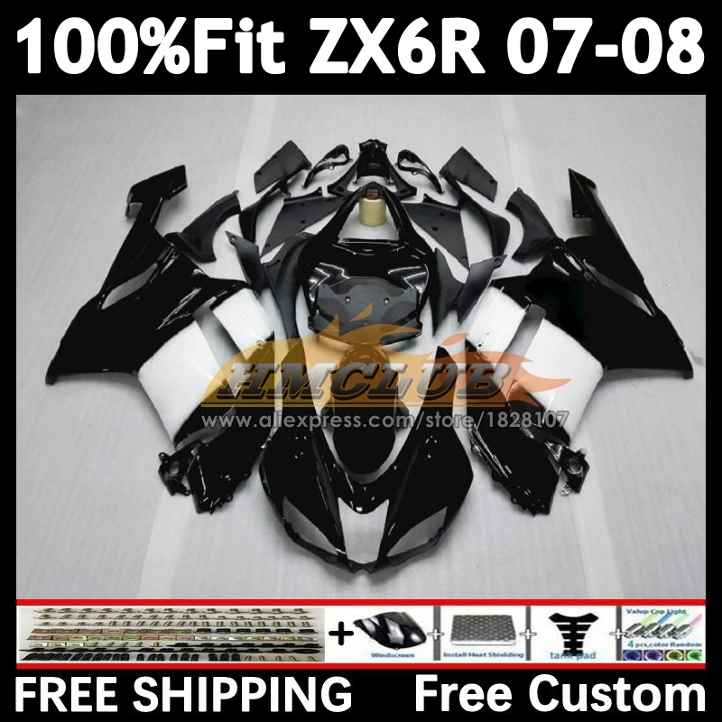 Injection Body For KAWASAKI NINJA ZX 636 6R ZX-6R 2007 2008 157No.20 ZX-636 ZX600 black west ZX636 ZX-600 ZX6R 07 08 Fairings