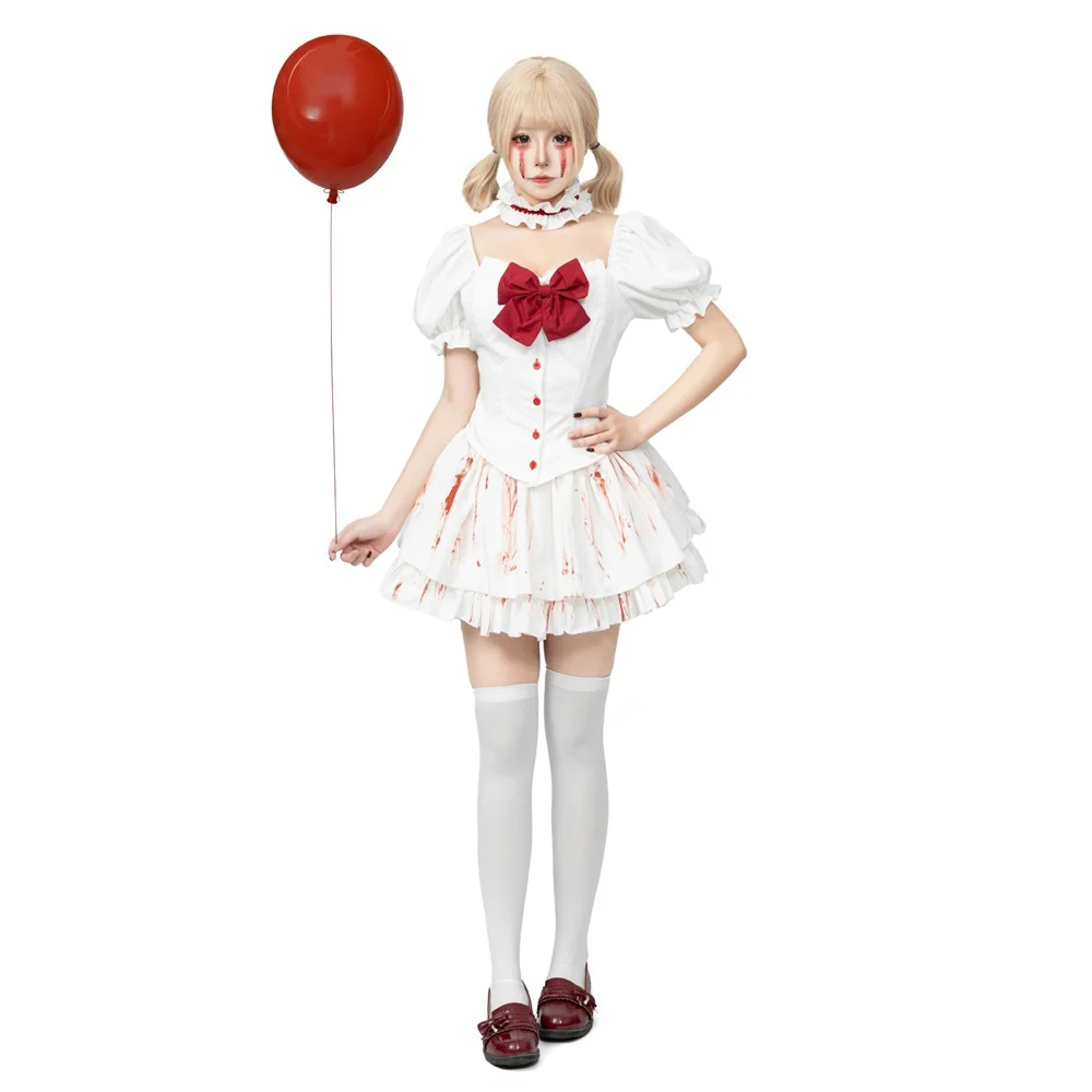 

Halloween Ghost Doll Dress Cosplay Costume Terrible Evil Circus Clown Costume Broken Voodoo Doll Cosplay Dream Evening Dress