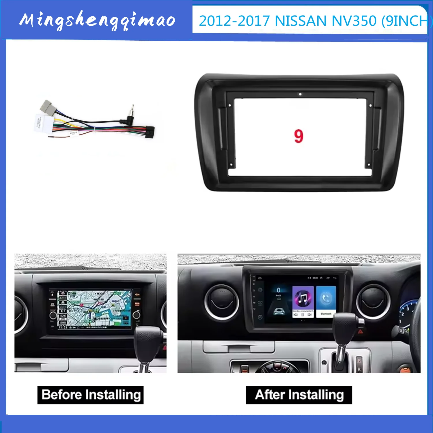 

9 Inch Car Radio FIT For Nissan NV350 2012-2017 DVD GPS Mp5 ABS PC Plastic Fascia Dashboard Plane Frame