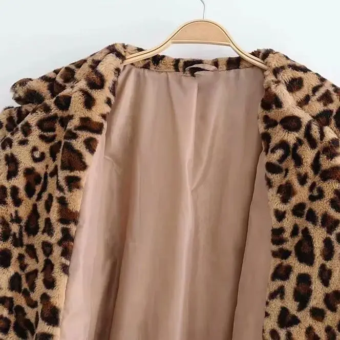 Women\'s Short Leopard Print Faux Fur Coat - Loose Fit, Thickened, New Arrival 2024, Sexy Women\'s Long