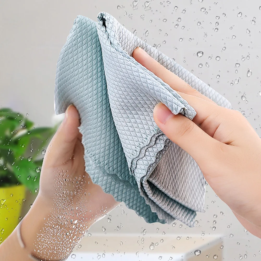 

10 Pcs Microfiber Kitchen Cleaning Cloths Design Dish Towels Loofah Rag Multipurpose Sink Wiper Wash Cloth
