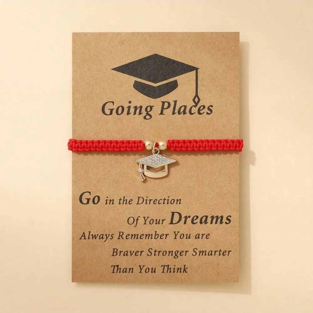 Fashion Simple Doctoral Cap Zircon Adjustable Bracelets for Women Student Graduation Season Friendship Memory Bracelet Jewelry