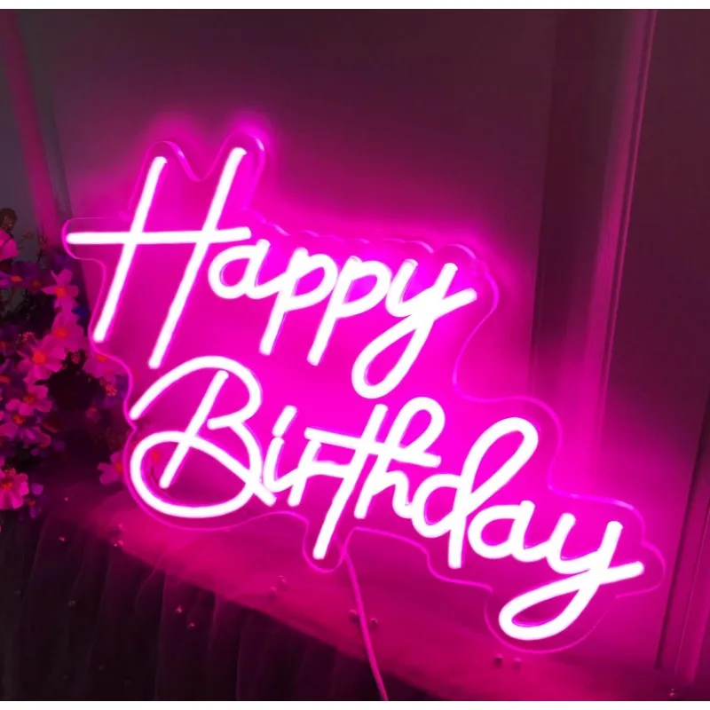 Imagem -05 - Happy Birthday Neon Sign Flat Light Presente Graduação Cafés e Lojas Natal Presente Graduação 165 x 11